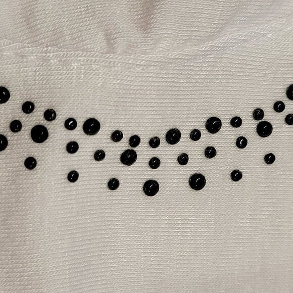 𝅺WHITE Elastic Waist Cotton Poly Capri Pants with Sequin Accents  Size L/XL - Picture 8 of 8